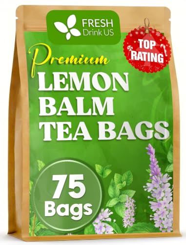 FreshDrinkUS, Lemon Balm Tea Bags | 75 Count |100% Pure Melissa officinalis – Naturally Calming Herbal Tea | Caffeine-Free, Premium Quality, Refreshing Flavor, Sustainably Sourced