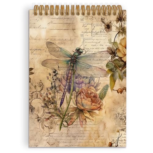Carnet à spirales libellule 14x21 fournitures de bureau vintage pour écriture
