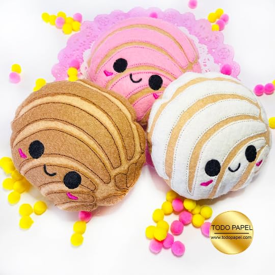 Miniatura 4 de Kawaii Handmade Conchas mini Plushies, Pretend Play Food Mexican pan dulce Choose from Strawberry, Chocolate, Vanilla. Felt Eco friendly play