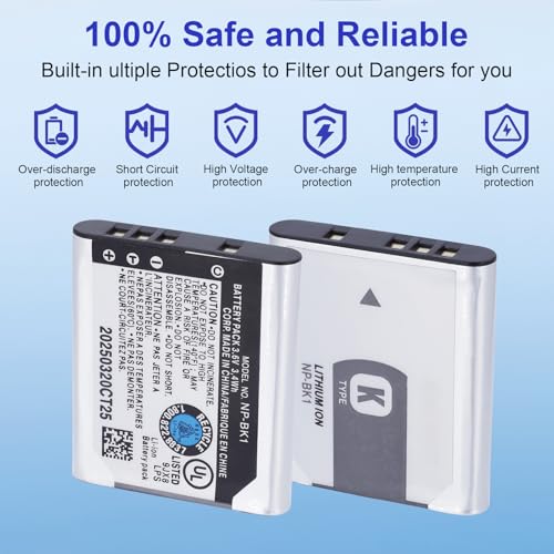Image of NP-BK1 970mAh Replacement Battery Compatible for Sony Cybershot DSC-W370 DSC-S750 DSC-S780 DSC-S950 DSC-S980 DSC-W190 MHS-CM1 HD MHS-PM1 MHS-PM5 MHS-CM5 Cameras (100% Compatible with Original)