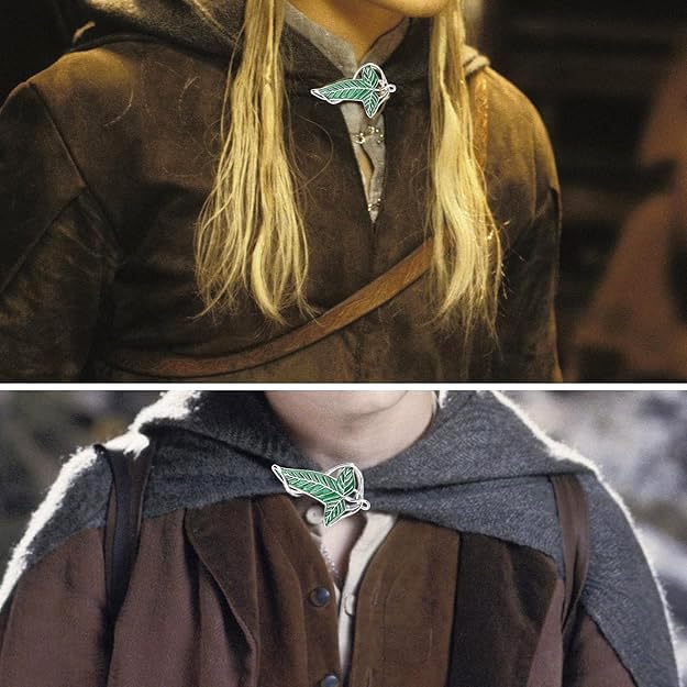 Elven Green Tree Leaf Enamel Pin - Hobbits Cloak Leaf Clasp Costume Accessory - Perfect for Festive Attire and Cosplay Jewelry3