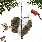 Handmade Fiber Bird Nesting Heart, Refillable,Birds Nests Material Holder, Winter Tree Shelter for Wild Bird,Outside Garden Art Birdhouse,Animal Hummingbirds Lovers Home