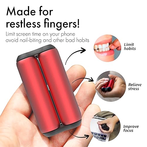Image of ONO Roller - Handheld Fidget Toy for Adults | Help Relieve Stress, Anxiety, Tension | Promotes Focus, Clarity | Compact, Portable Design (Red, Junior Size - Aluminum)