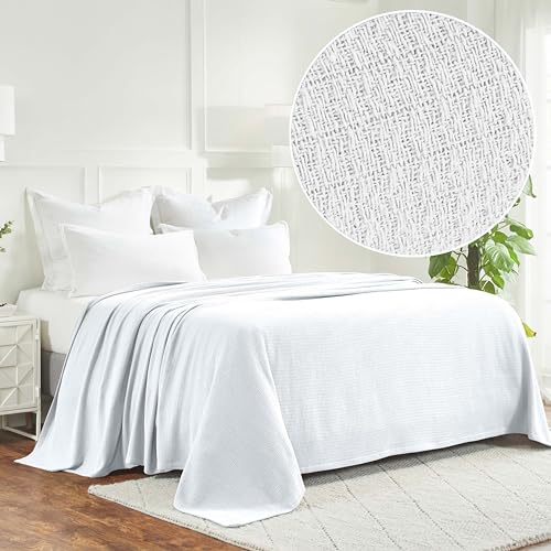 Couverture gaufres blanc pour lit double et grand lit confortable