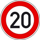 Verkehrsschild nach StVO/Typ 1, Nr. 274-52 Zulässige Höchstgeschwindigkeit 20 km/h Größe 42,00 cm Aluminium, Typ1, retroreflektierend ausgerüstet