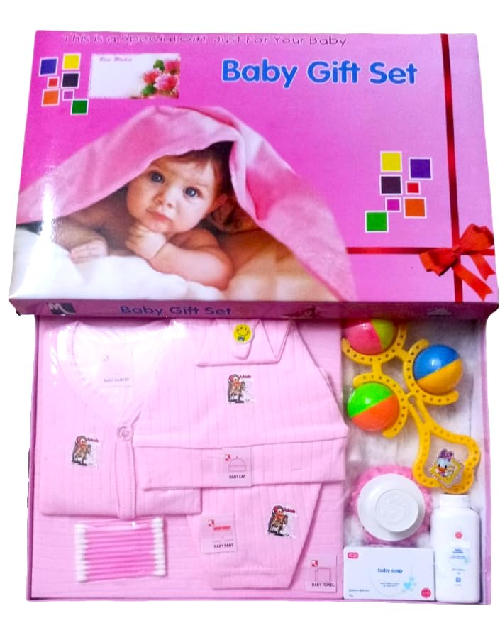 New Born Baby Boy's & Girl's Gift Pack | Combo of Clothing & Daily Needs Items Set/Perfect Baby Shower Gift Set (0-6 Months - Pink)-image-21