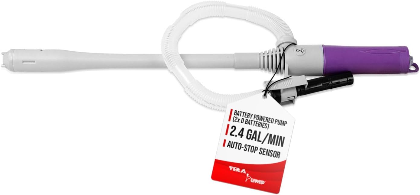 TERA PUMP Battery Powered Hand Fuel Pumps with Auto-Stop System (2.4 Gallons/Min) Water Transfer Pump for Gas, E15, E85, Diesel