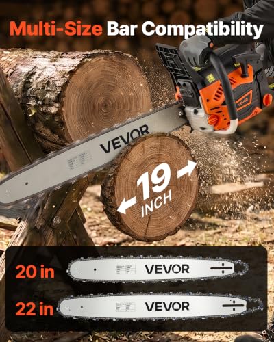 Image of VEVOR Gas Powered Chainsaw 20 & 22 Inch 62CC 3.8HP 2 Stroke Engine Saw