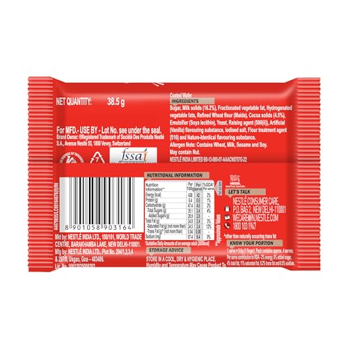 Image of KIT KAT 4 Fingers Choco Coated Wafer Bar, 38.5 g