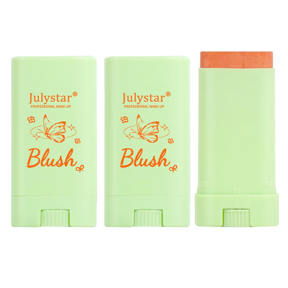 2Pcs Natural Blush Stick 3 in 1 Blushers Face Blush Matte Easy Blend Multi Use Cheek Tint Contouring Blush Makeup, Versatile, Adds Shimmer, Easy To Use On The Go, Blends Effortlessly, Type 3