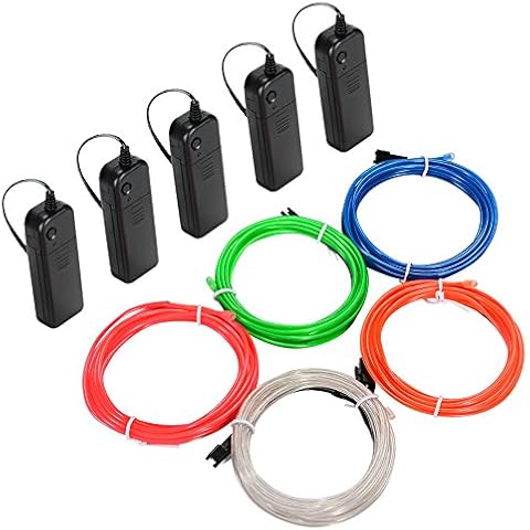 Litake EL Draht, 5x3m Neonlicht batteriebetriebene Elektrolumineszenz Draht leuchtende Strobe dekorative Licht Cover