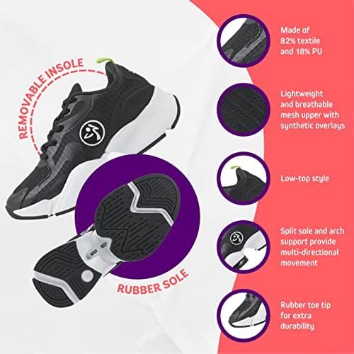 ZUMBA Workout Sneakers: Cute Non-Slip Shoes for Women Classic Air Stomp, Black, Size 10 Review | Image 2