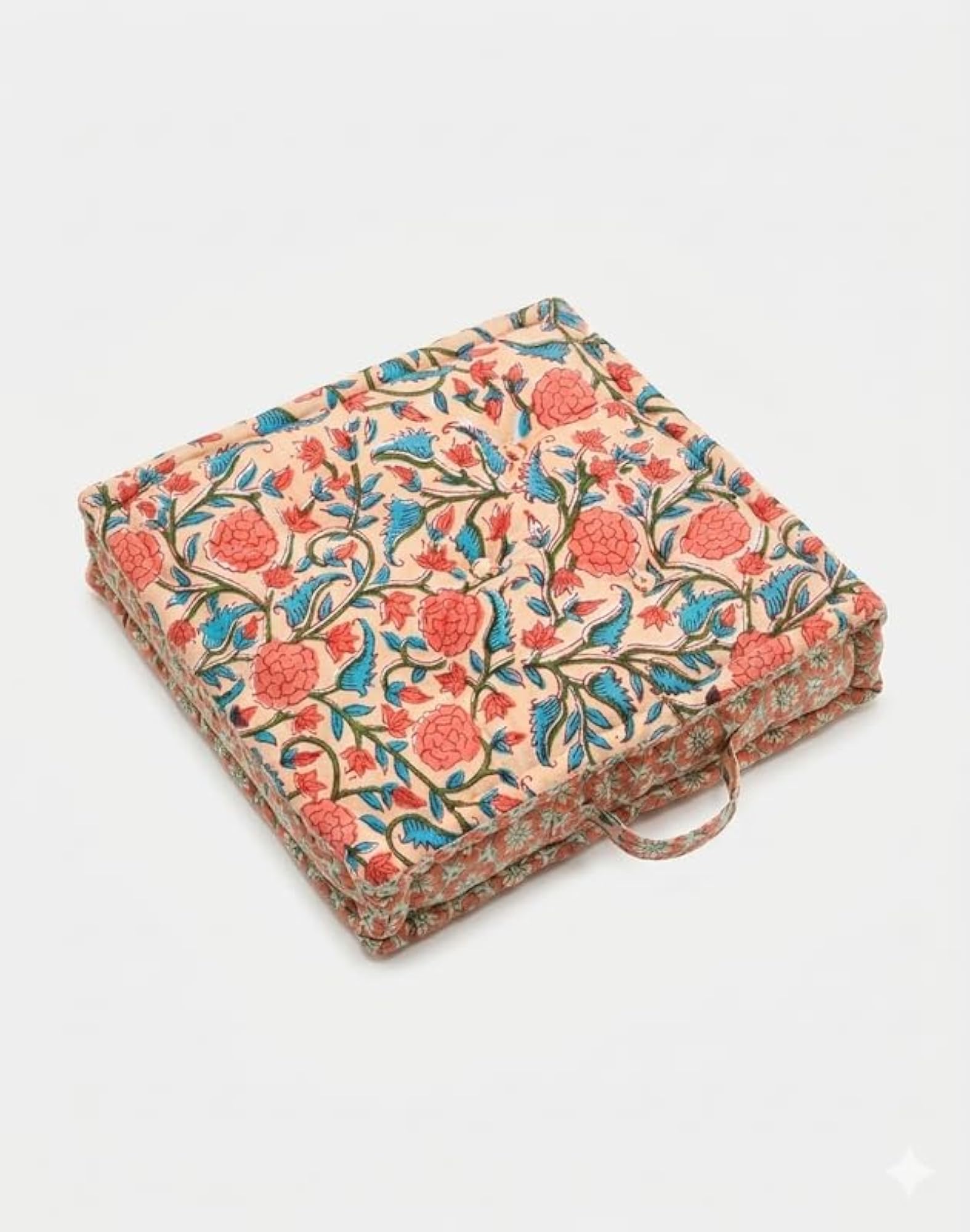 Square Floral Printed Cotton Floor Cushion 20 x 20 Inch