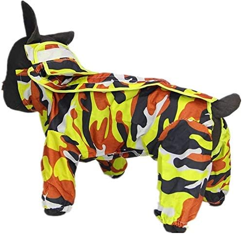 Zfl-flsGYF Dog Costumes, Pet Dog Raincoat Poncho,100% Waterproof Ultra-Light Breathable Rainwear Rain Jacket,Magic Tape Waterproof Rain Jacket with Hood Collar Hole Yellow for Small Or Medium Dogs