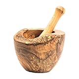 Choixe Olive Wood Mortar and Pestle. Made of Original Mediterranean Olive Wood. Beautiful, Long-Last