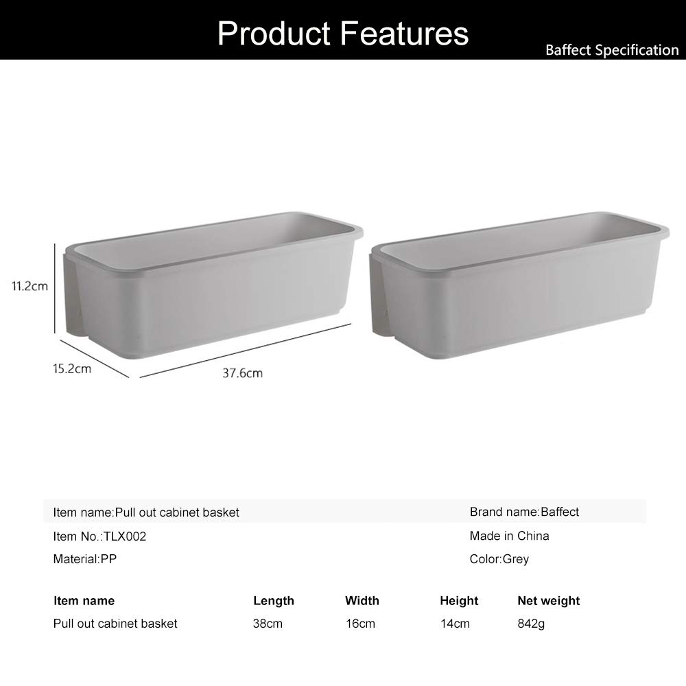 Baffect 2 pcs Under Sink Organizers Pull Out Organizer Slide