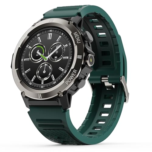 Image of GOBOULT Tuff Hawk Smart Watch 1.39'' HD Display, BT Calling, Working Crown, 150+Watchfaces, 450 Nits Brightness, AI Voice Assistant, SpO2 Monitoring (Green) (Green)