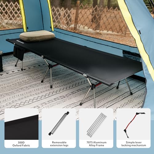Image of Naturehike ArmyWild Folding Camping Cot, Height Adjustable Ultralight Backpacking Cot, Portable Camping Bed for Camping Hiking Travel Home
