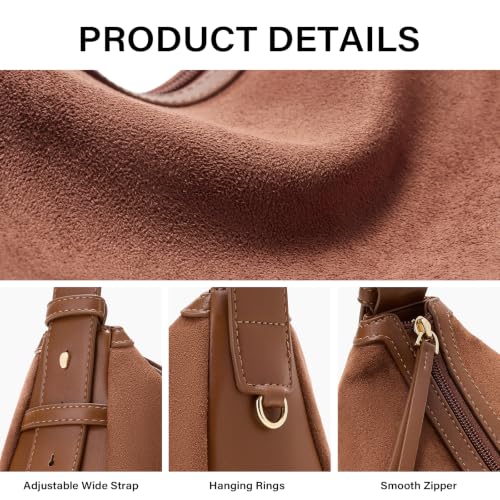 Image of CLUCI Suede Purses for Women, Cute Shoulder Bag, Soft Hobo Handbag