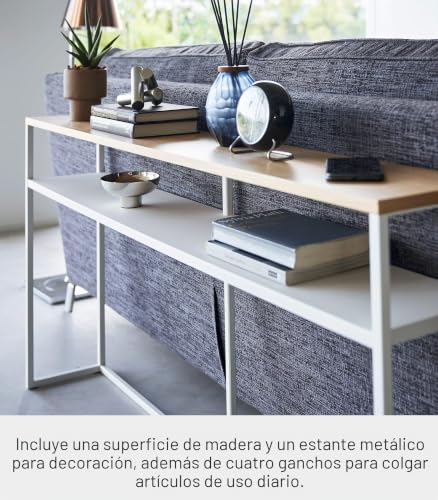 Mesa de entrada YAMAZAKI 2028 de madera y acero estilo nórdico 6