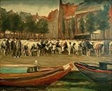 WYKUJMYTO Vintage Leinwandmalerei Landschaft Wandkunst Wandbilder Auf Leinwand Rindermarkt in Leyden von Max Liebermann Wandkunst Bild Druck für Wanddekoration 60x90cm