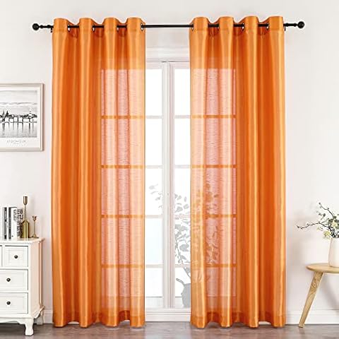 Regal Home Collections Light Filtering Window Curtains - Grommet Top Panel Curtain - Curtains for Bedroom, Living Room, Dining Room – Set of 2 Panels 54in W x 84in L (Orange) Cover