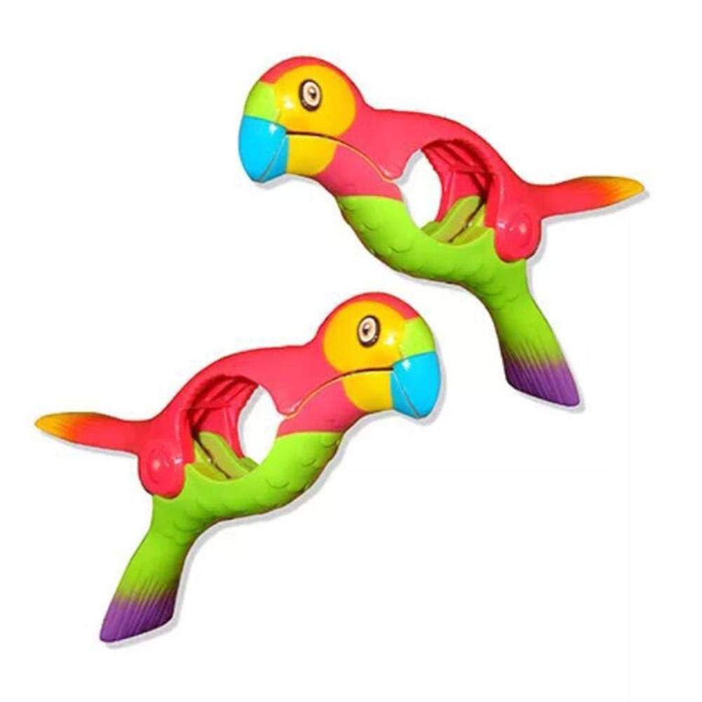 heresell 4 Pieces Large Sized Plastic Beach Towel Clips Quilt Clips Novelty Beach Towel Clips Parrot Bird Wind Clips Sun Lounger Beach Towel Pegs For Holiday Pool