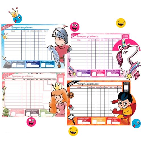 Miniatura 2 de Tablas De Recompensas Para Niños Starplast - Incluye 16 Láminas De Pegatinas, 4 Diseños Diferentes De Tabla Recompensa Y 16 Hojas De Tablas Recompensa Para Usar Con Niños - Basic