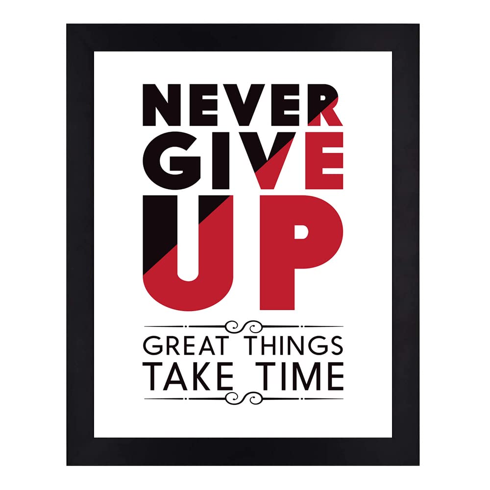 Interio Crafts Never Give Up - Motivational Quotes Wall Frames -  Inspirational Poster for Office or Home Wall Decor - Synthetic Wood - 13 X  10 Inches ...