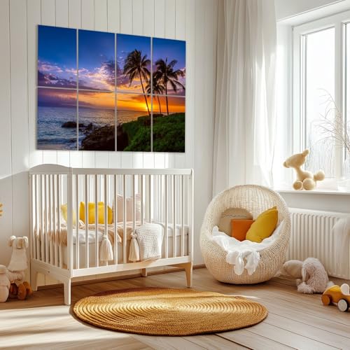 Paneles acústicos decorativos con absorción de sonido Kanworse, 8 piezas, 48 x 32 pulgadas, diseño playa tropical al atardecer miniatura 6