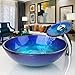 OUBONI Bathroom Vessel Sink Set Contemporary Tempered Glass +Matching Style Faucet +Chrome Pop-up Drain SLT824¡­