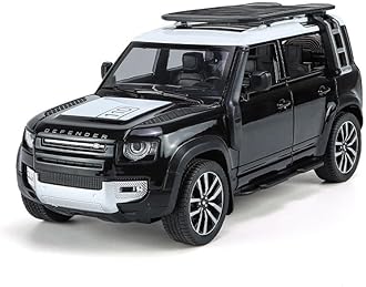Brand Conquer 1:24 Scale Big Size Land Rover Defender Model Car Exclusive Alloy Metal car Pull Back Die-cast Metal Toy car with Openable Doors & Light Music Toys (Big Size Land Rover Defender Black)