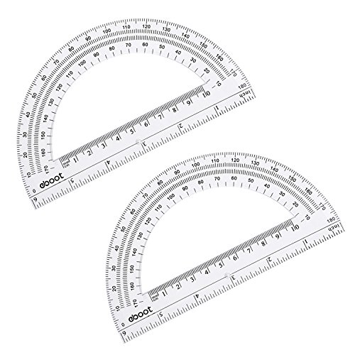 eboot plastic protractor math protractors 180 degrees 6 inch pack of 2 clear