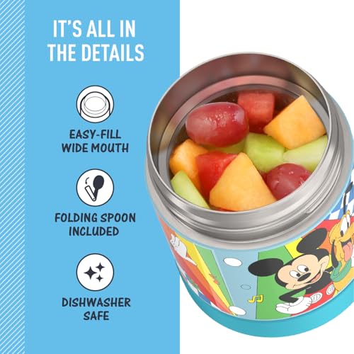 Image of THERMOS FUNTAINER 10 Ounce Stainless Steel Vacuum Insulated Kids Food Jar with Spoon, PRESCHOOL MICKEY