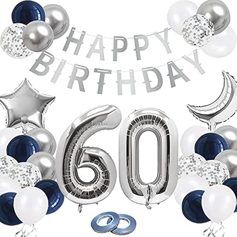 50th Birthday Decoration, Silver 50th Birthday Decoration, Happy Birthday Banner, Confetti Balloons, 50th Birthday Decoration for Men and Women Cover