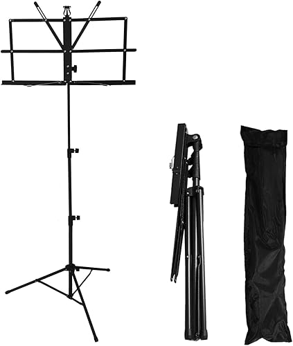 Mosico Soporte de música para partituras portátil 2 en 1 de doble uso plegable soporte de música con bolsa de transporte