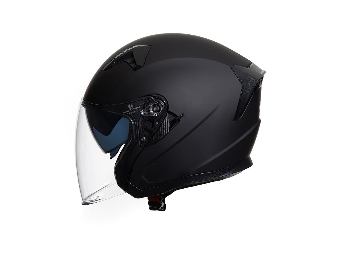 Casco Moto e Scooter Demi Jet OMOLOGATO ECE 22-06 DOPPIA VISIERA NERO OPACO