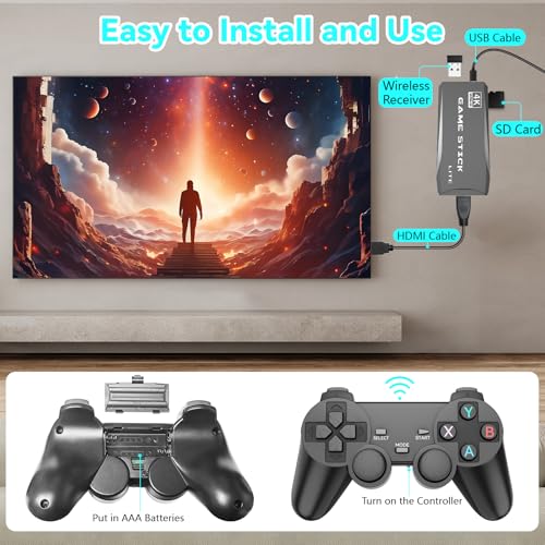 Wireless Retro Game Console, Retro Game Stick with Built-in 15 Emulators & 20,000+ Games, Retro Gaming Console 4K Hdmi Output, 2 2.4GHz Wireless Game Controllers, Plug and Play Video Games (64 GB) - Image 6
