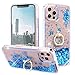 Produktbild Feyten Kompatibel mit iPhone 12 Pro Max Hülle (6,7 Zoll) mit Displayschutz [2 Stück],Glitzer Flüssig Treibsand Fließend Glitter Quicksand Schutzhülle Handyhülle mit Ring 360 Grad Ständer (Blau)
