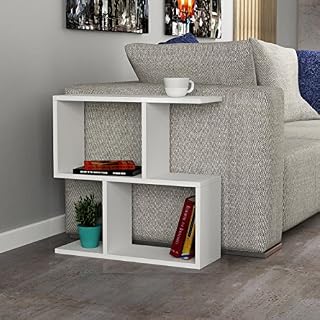 HOCUS PICUS 2 Tier Storage Side Table | Many Colour Options | 60x60x20cm | Shelves Organizer | Office Living Room End Desk Stand Display (White)