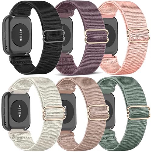 TUCOMO 6 Stück Elastische Nylon Armband Kompatibel mit Amazfit Bip 6/Bip 5/ GTR 4/GTR 3/GTR 3 Pro/GTR 2/2e/GTR 47mm 22mm Loop Dehnbares Uhrenarmband für Amazfit Balance/Cheetah Pro Herren Damen