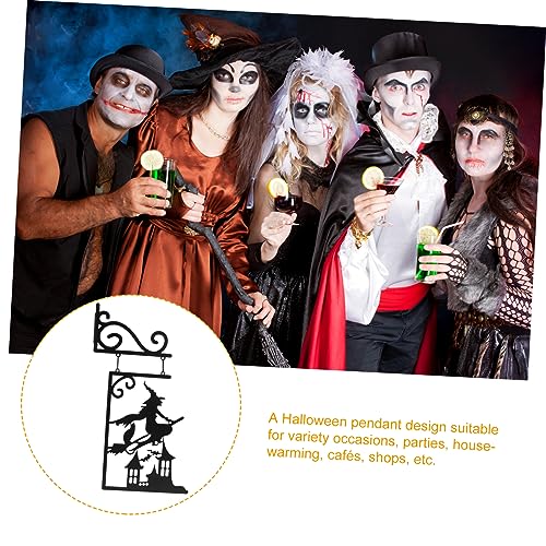 Art mural d'Halloween en métal durable : statue de sorcière pour clôture extérieure - 6