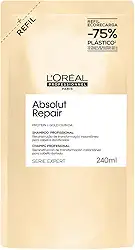 L'Oréal Professionnel Serie Expert Absolut Repair, Shampoo Reconstrutor para Cabelos Danificados e Finos Refil com Quinoa Dourada, Reparação Profunda e Brilho Intenso 240ml