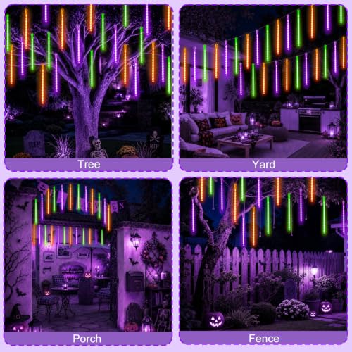 2 Pack Halloween Lights Outdoor 16 Tubes 384 LEDs Meteor Shower Rain Lights by SANJICHA - Used condition - Image 6
