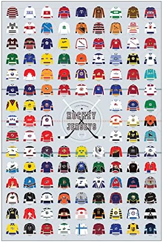 Pop Chart | Visual Compendium of Hockey Jerseys | 24" x 36" Large Art Poster | Complete History of NHL and Notable Hockey Uniforms | Wall Decor for Living Room and More | 100% Made in The USA