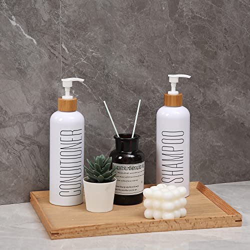 Homcdaly Shampoo And Conditioner Dispenser, 16Oz 3-Pack Refillable Shampoo And Conditioner Bottles, Empty Shampoo Bottles Refillable With Bamboo Pump, Bathroom Shower Shampoo Dispenser Set #TOP2