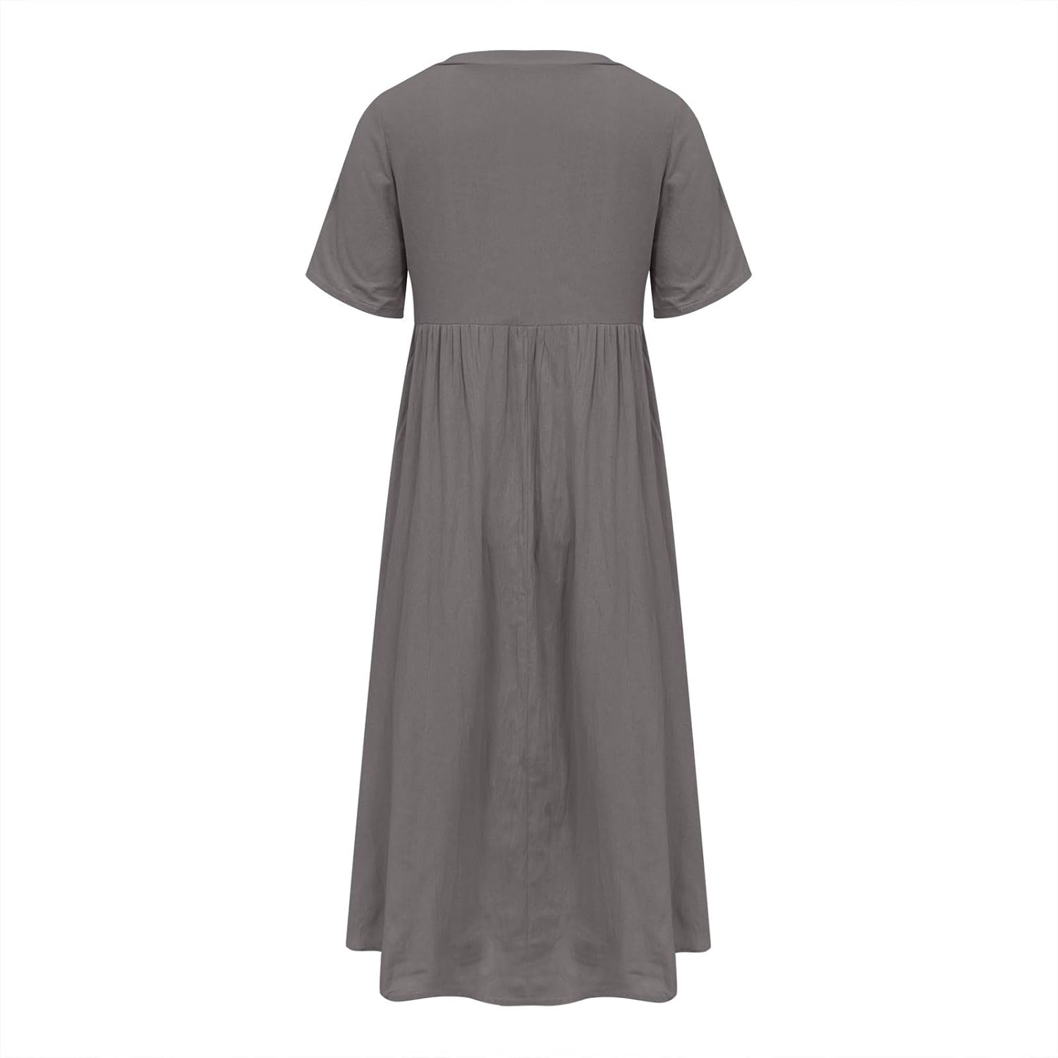 Mzkdieey Maxi Dresses for Women Short Sleeve V Neck Button Down T Shirt Dress Summer Casual Loose Beach Dress with Pockets