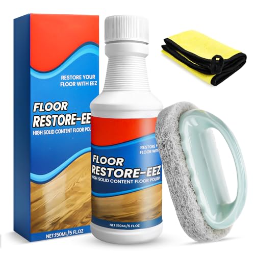 3-teiliges Parkett Renovierer Set 150ml Floor Restore Eez + Reinigungsbürste + Mikrofaserputztuch Bodenpflege für Holz Laminat Vinyl & Stein entfernt Kratzer & verleiht langanhaltenden Glanz