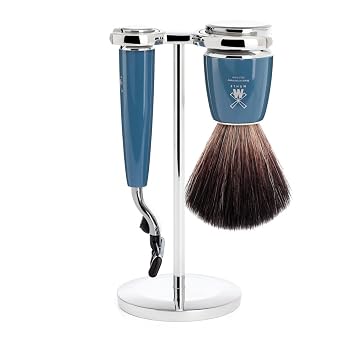 MUHLE RYTMO 3-Piece Black Fiber 3-Blade Razor Modern Luxury Wet Shaving Set - Perfect for Every Day Use, Barbershop Quality Close Smooth Shave