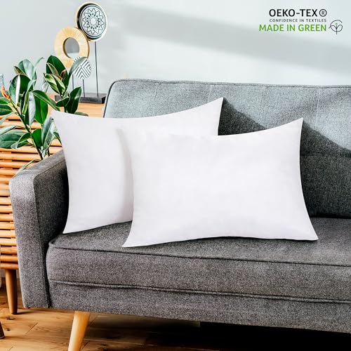 Image of ROYALE LINENS 14 x 22 Pillow Insert - Down Alternative Throw Pillows Insert - Square Pillow Pack of 2 White - Bed & Couch Pillows - Inner Cushion for Bed, Cushion for Living Room - Shams Stuffer